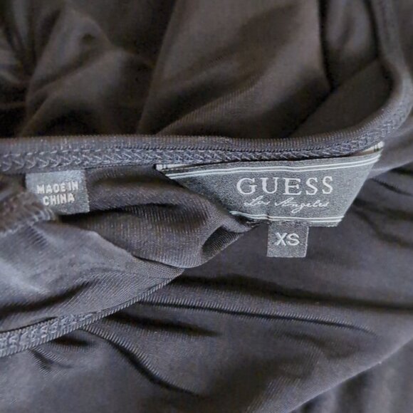 Guess Ruffled Cami Tank Top Black Ruched Asymmetric Party Cowl Neck Size XS - Picture 11 of 12